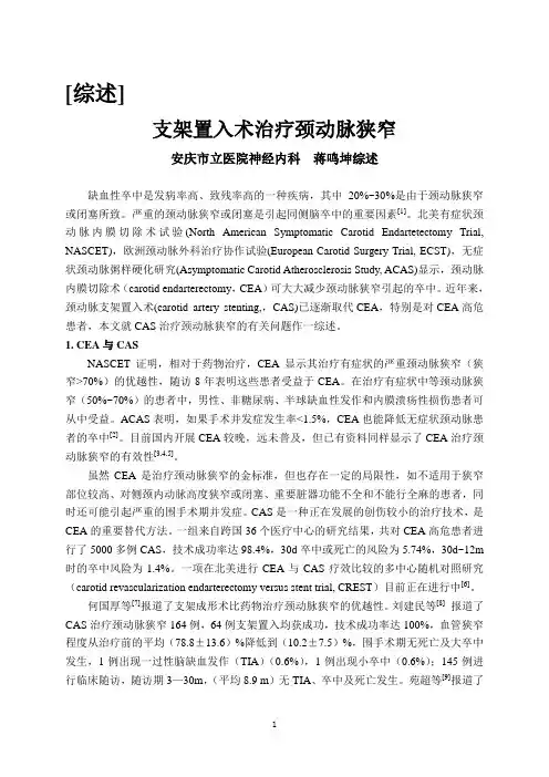 支架置入术治疗颈动脉狭窄