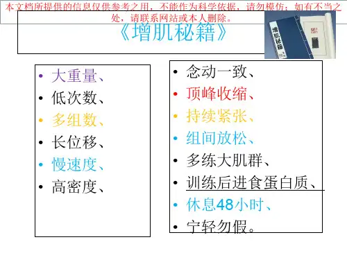 增肌秘籍韦德训练法培训课件