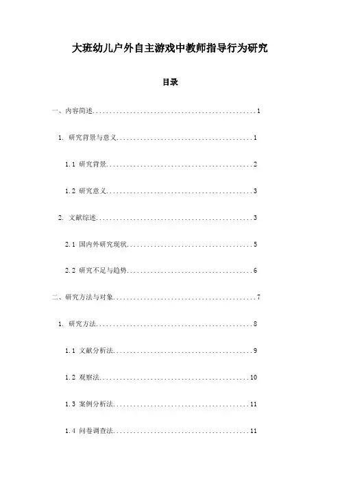 大班幼儿户外自主游戏中教师指导行为研究