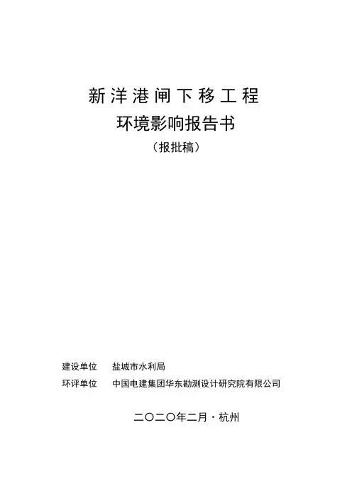 新洋港闸下移工程报告书