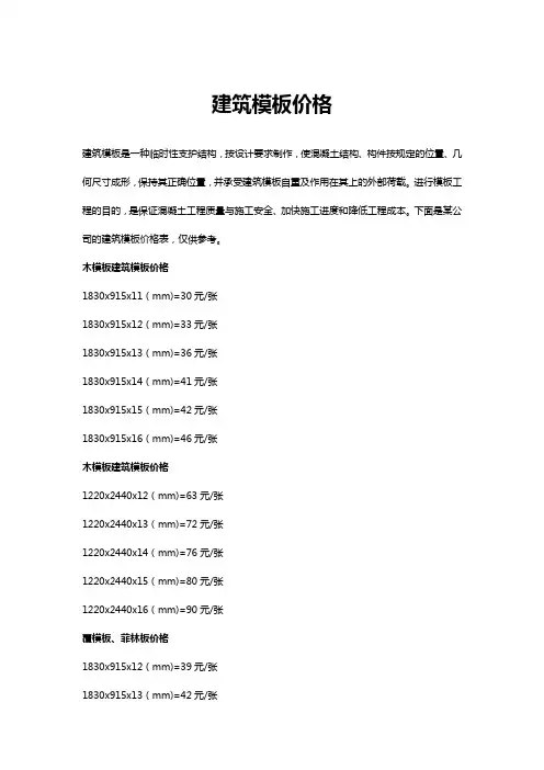 建筑模板价格