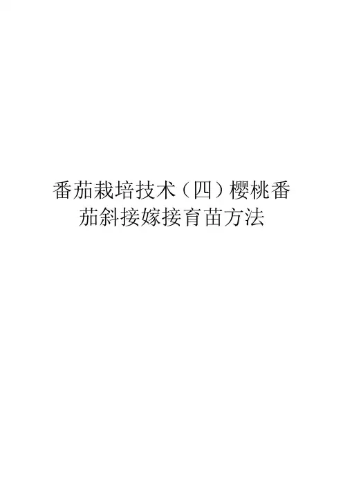 番茄栽培技术(四)樱桃番茄斜接嫁接育苗方法