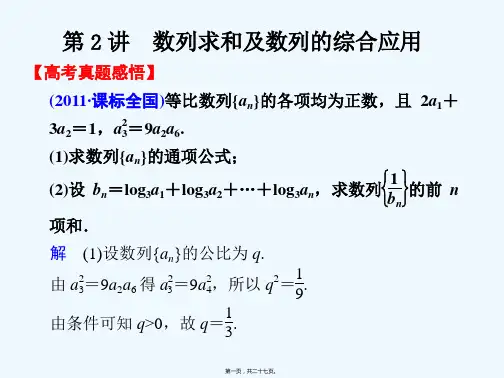 【步步高】高考数学第二轮复习 专题三第2讲数列求和及数列的综合应用课件