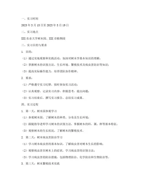树木学实习报告格式