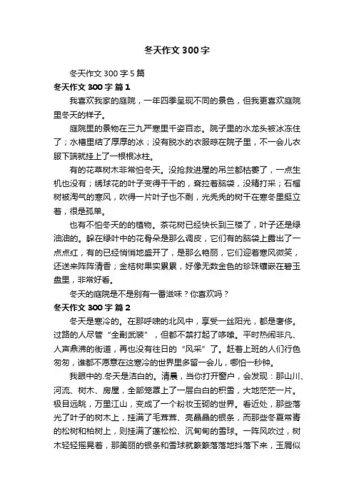 冬天作文300字5篇