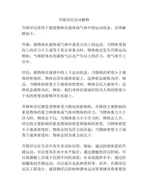 升降浮沉名词解释