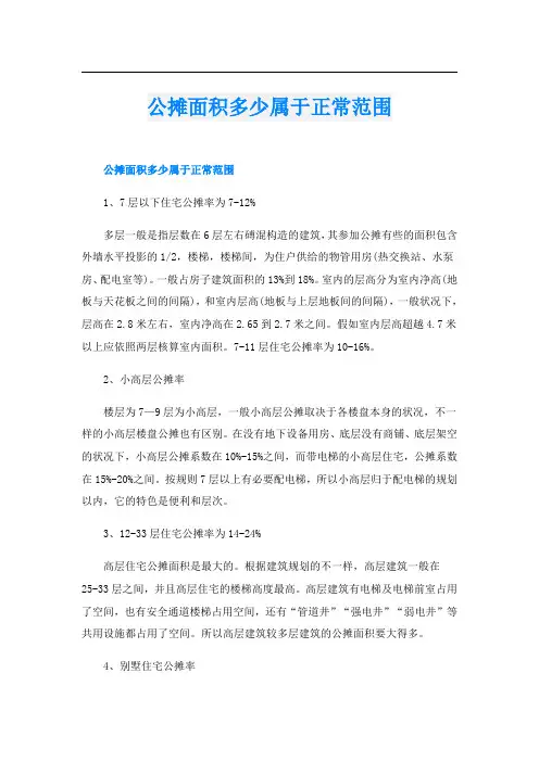公摊面积多少属于正常范围