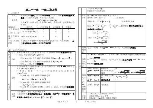 人教版九年级上册数学全书知识点总结