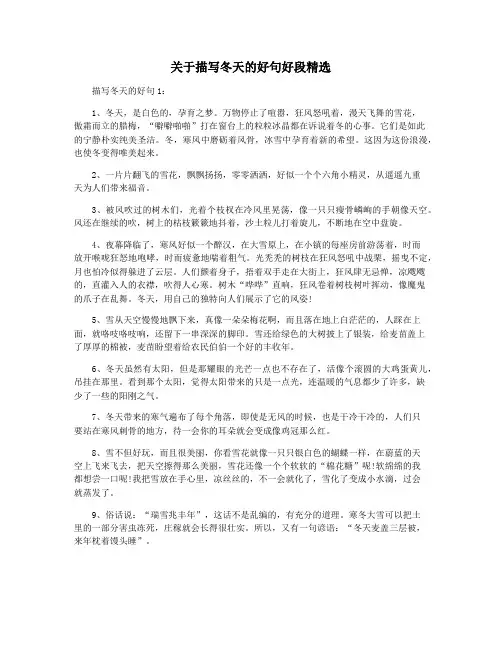 关于描写冬天的好句好段精选