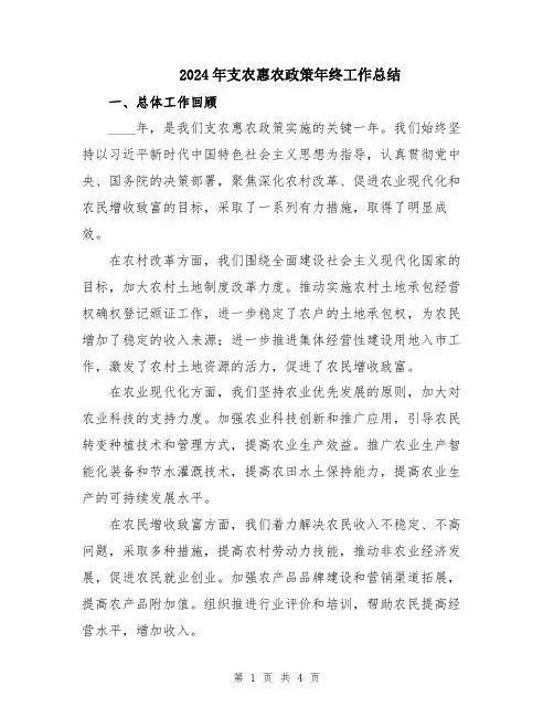 2024年支农惠农政策年终工作总结