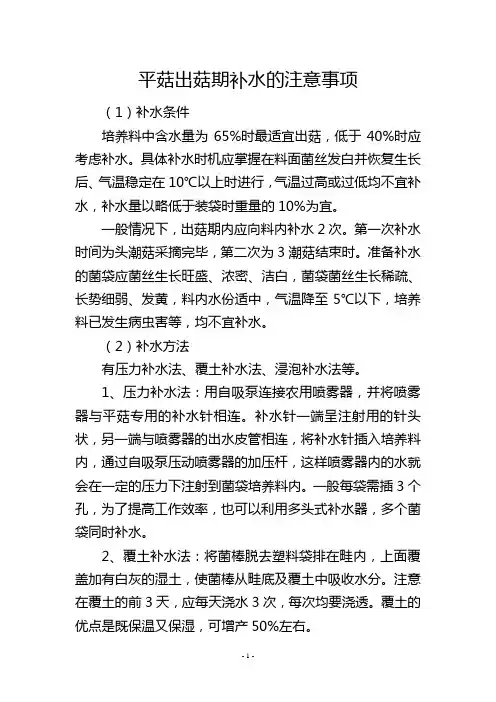 平菇出菇期补水的注意事项