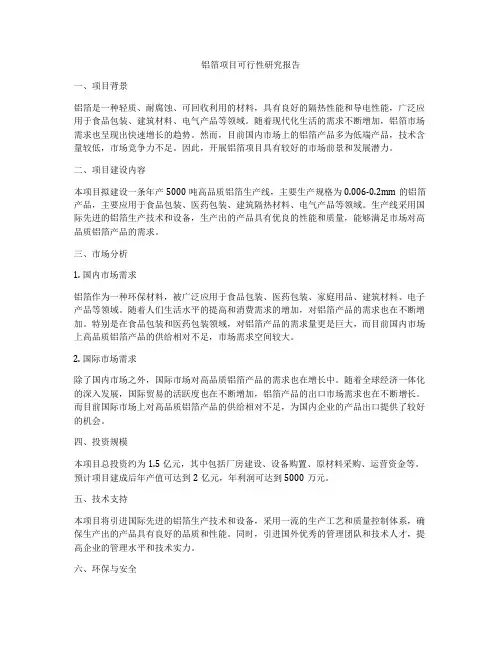 铝箔项目可行性研究报告