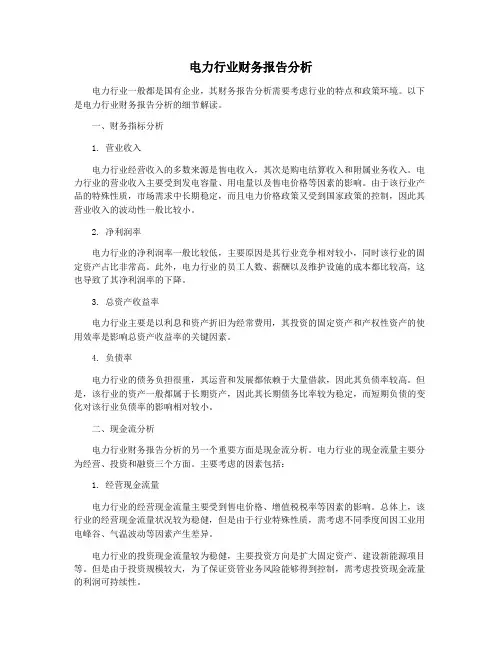 电力行业财务报告分析
