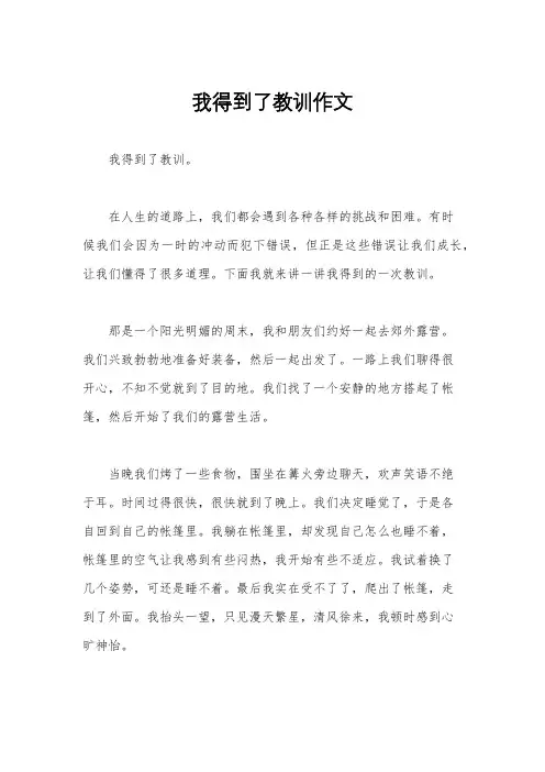 我得到了教训作文
