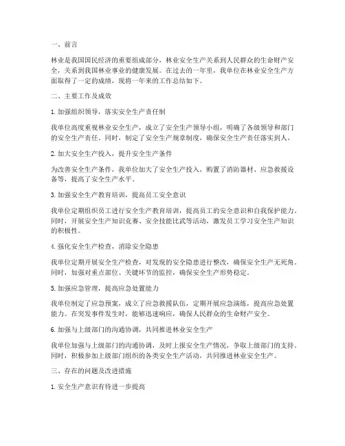 林业安全生产总结范文