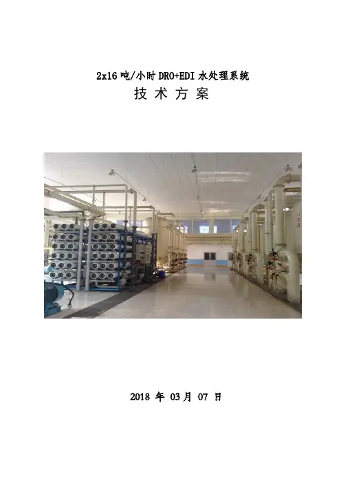 2X16吨DRO(双级反渗透)+EDI(电除盐)水处理设计方案