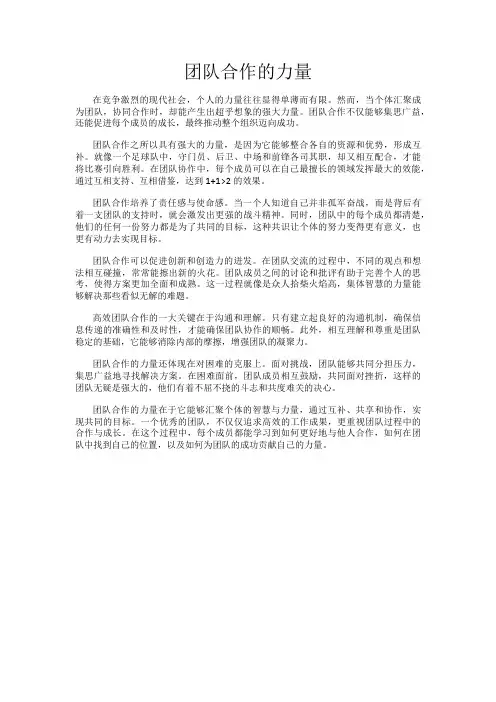 团队合作的力量