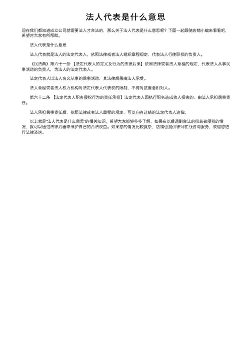 法人代表是什么意思