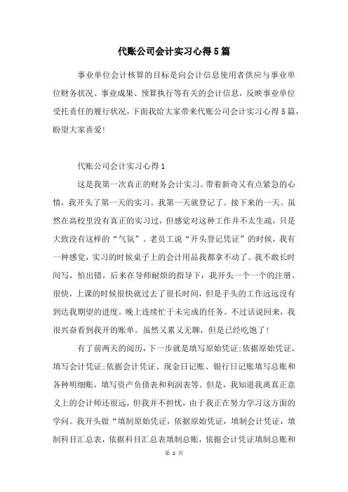 代账公司会计实习心得5篇