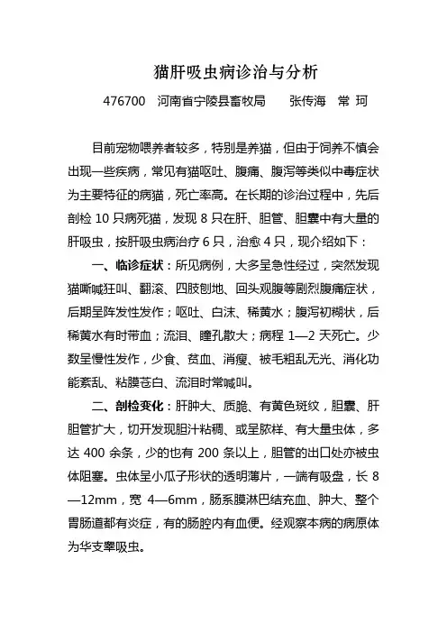 猫肝吸虫病诊治与分析