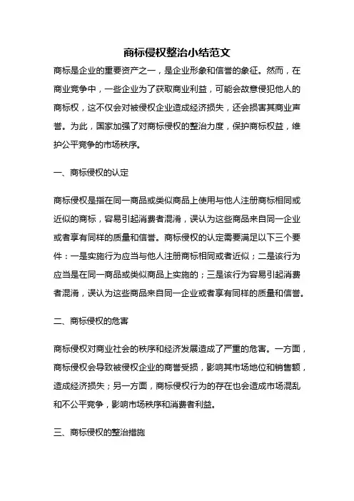 商标侵权整治小结范文
