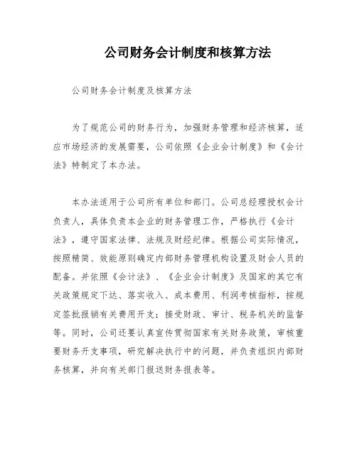 公司财务会计制度和核算方法