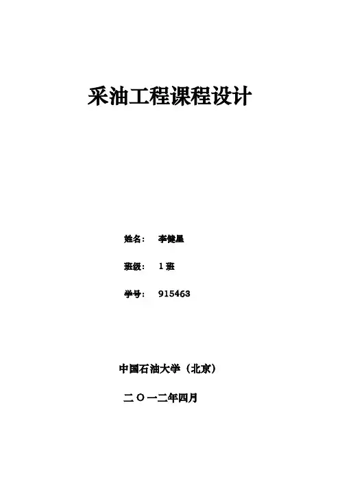 石油工程采油工程设计说明