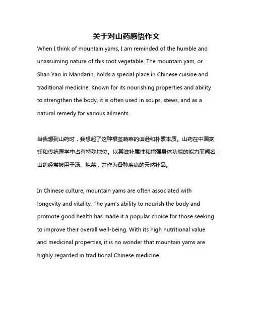 关于对山药感悟作文
