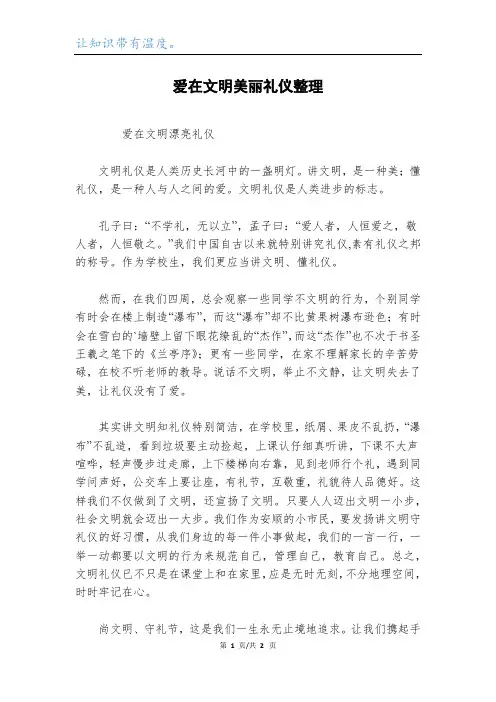爱在文明美丽礼仪整理