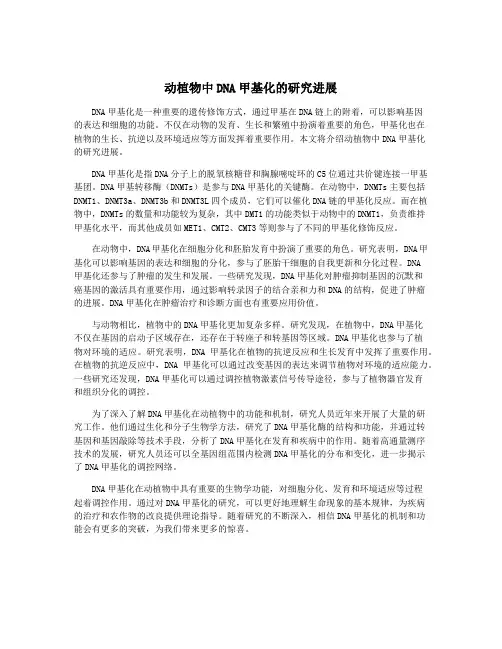 动植物中DNA甲基化的研究进展