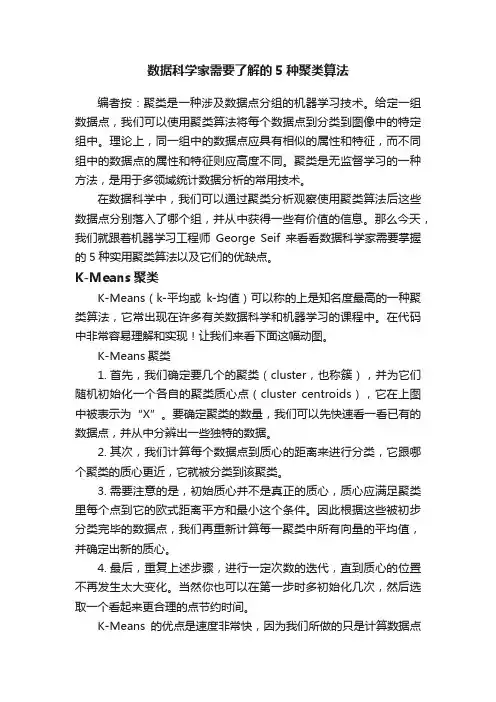 数据科学家需要了解的5种聚类算法
