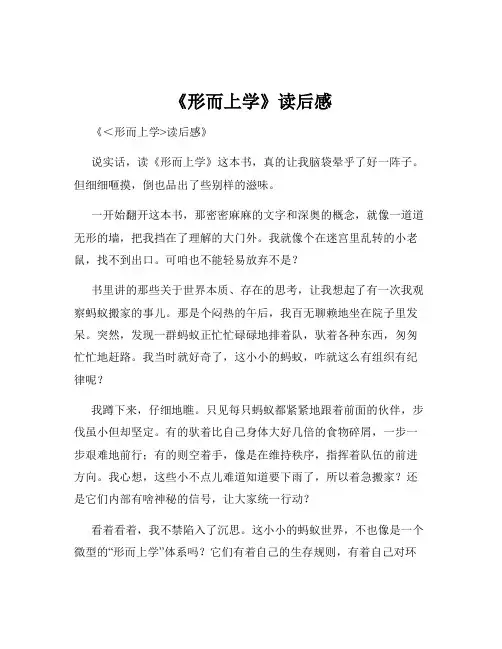 《形而上学》读后感