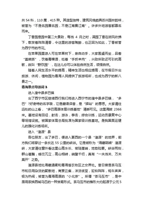 青海景点导游词10篇