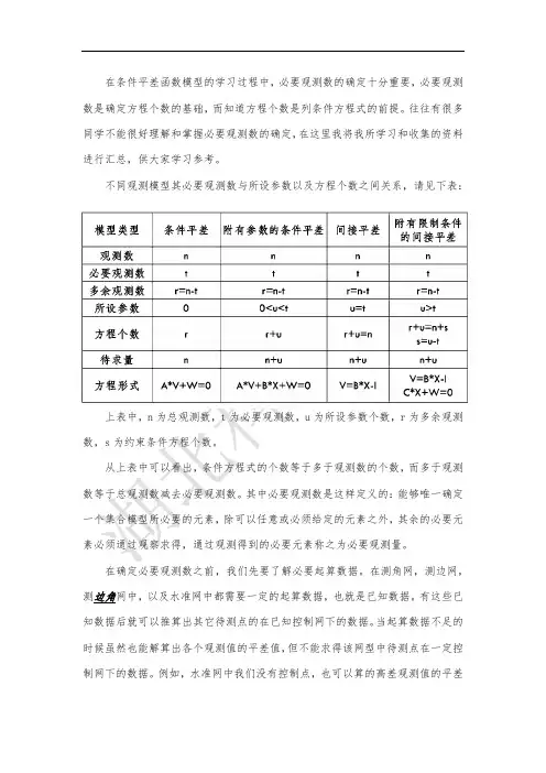 条件平差中必要观测数的确定