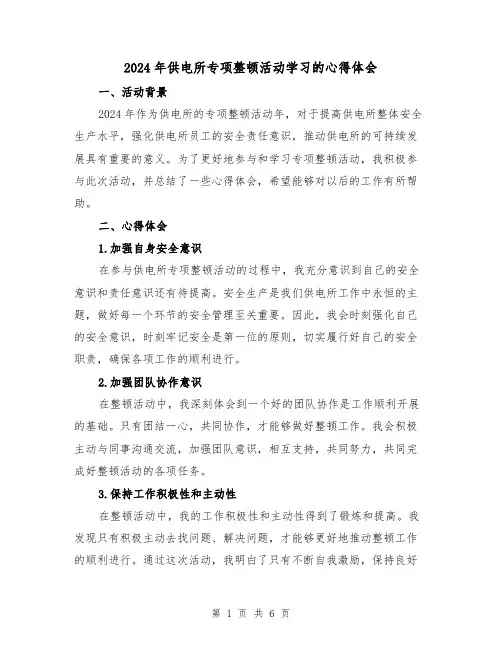 2024年供电所专项整顿活动学习的心得体会(三篇)