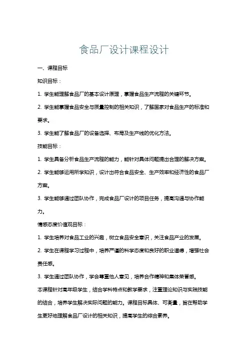 食品厂设计课程设计