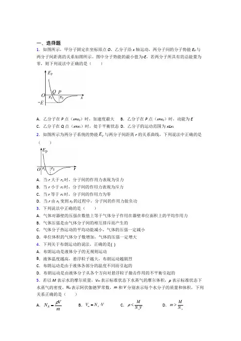 (必考题)初中高中物理选修三第一章《分子动理论》经典练习(含答案解析)
