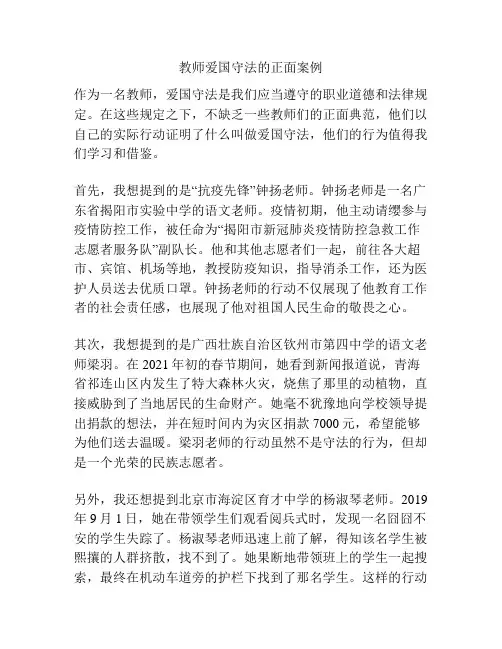 教师爱国守法的正面案例