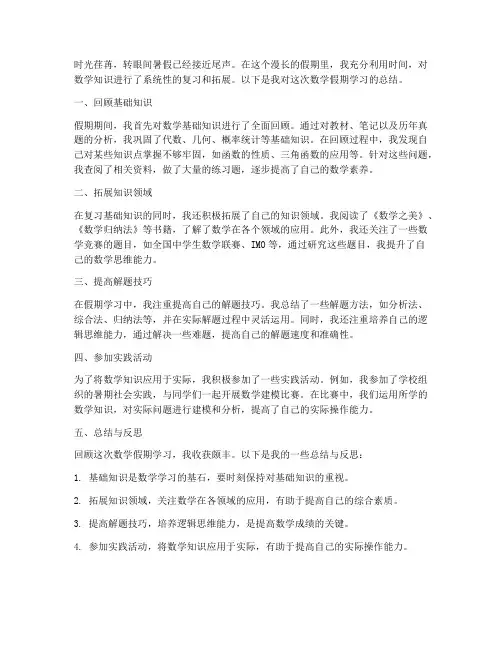 数学假期总结范文