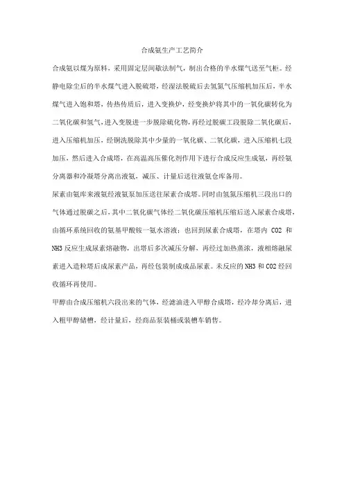 合成氨生产工艺简介