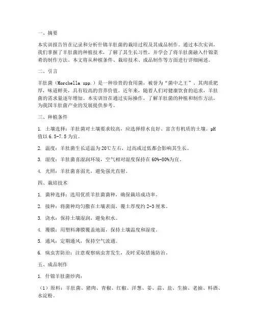 什锦羊肚菌的实训报告
