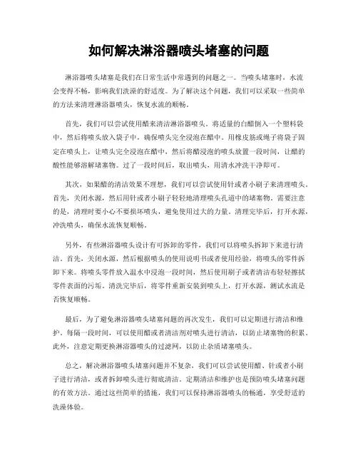 如何解决淋浴器喷头堵塞的问题