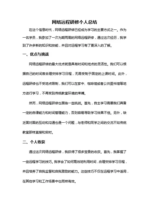 网络远程研修个人总结