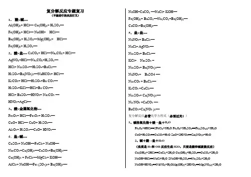 中考复习复分解反应类型方程式书写训练题(无答案)