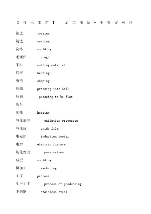 加工五金行业英语