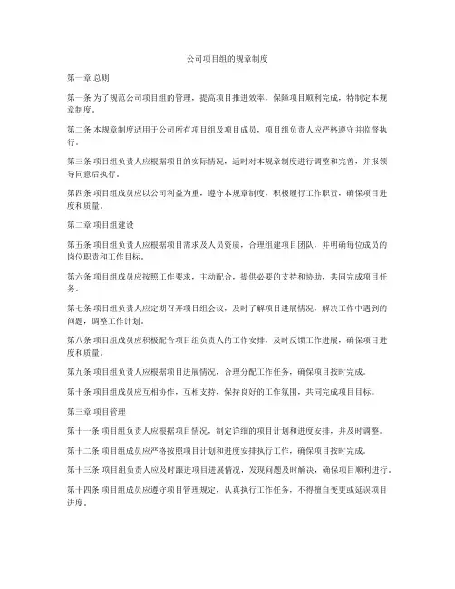公司项目组的规章制度