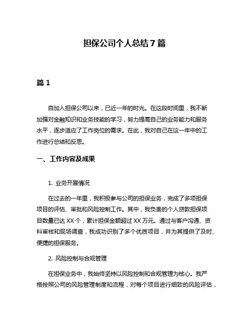 担保公司个人总结7篇