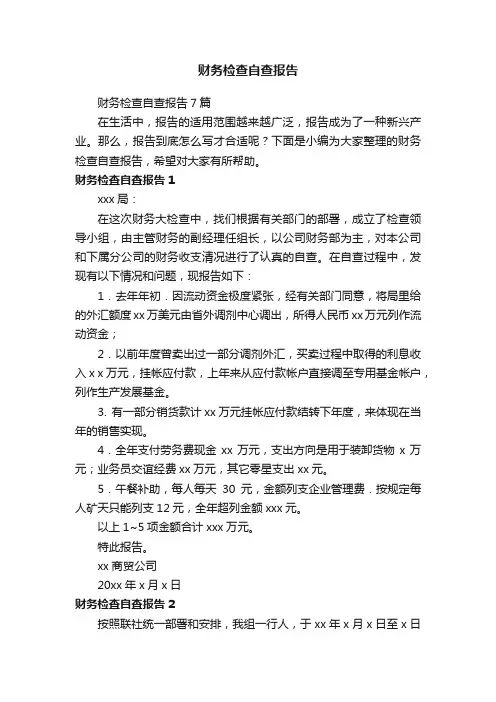 财务检查自查报告7篇