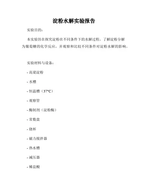 淀粉水解实验报告