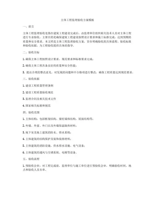 主体工程监理验收方案模板